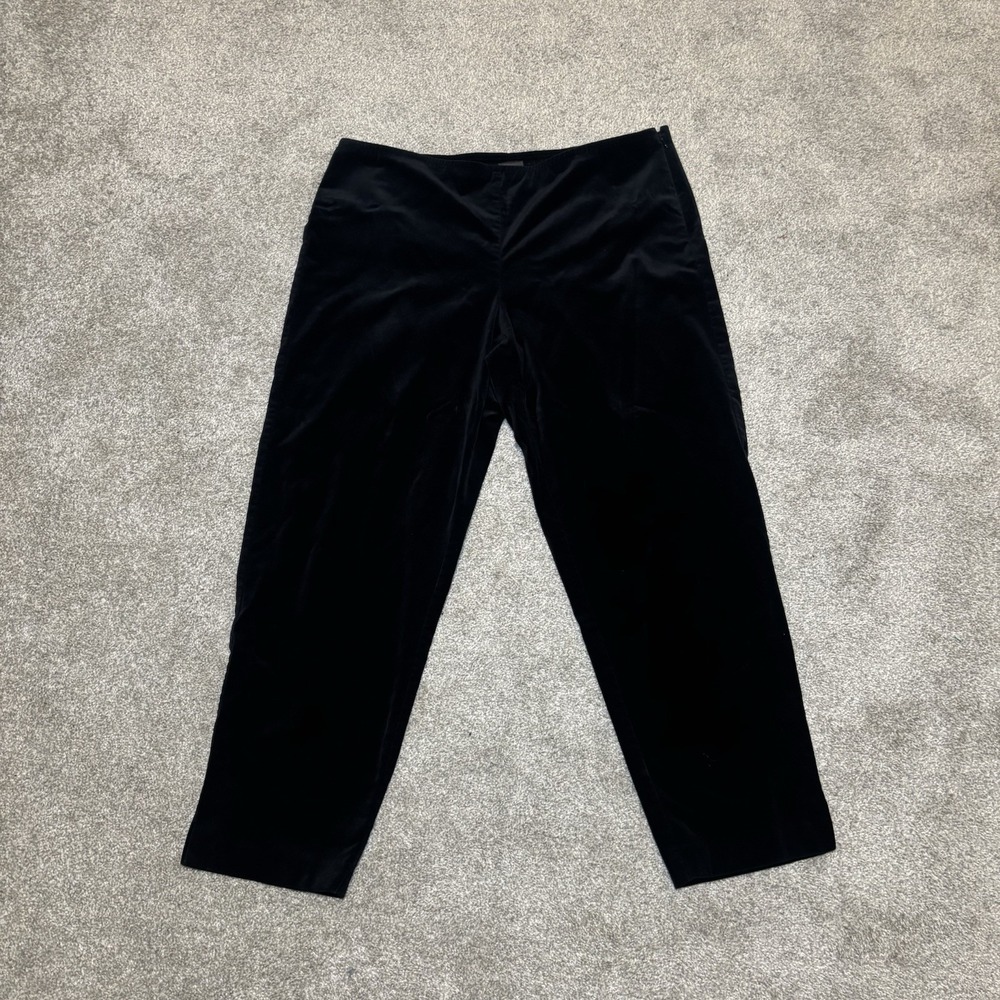 Eileen Fisher Pants Womens L Black Washable Crepe Pull On Stretch Casual Preppy